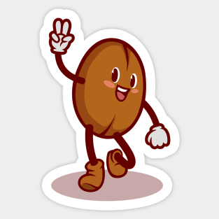 Coffee bean cartoon character Sticker